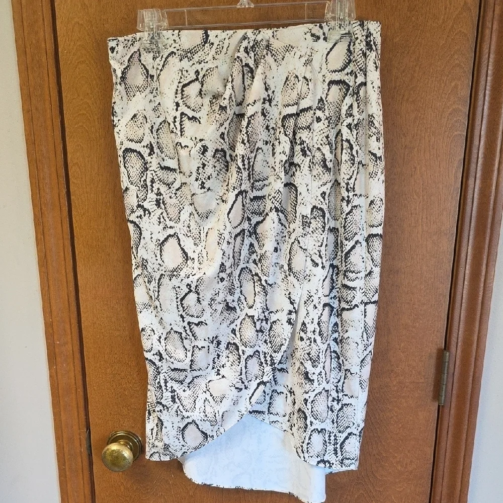Snakeskin Faux Wrap Skirt
